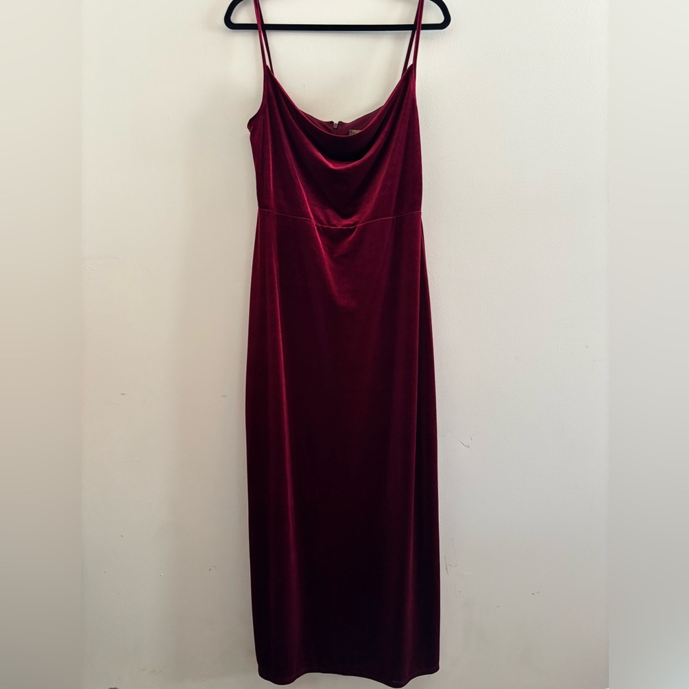 Cowl Neck Velvet Burgundy Dress